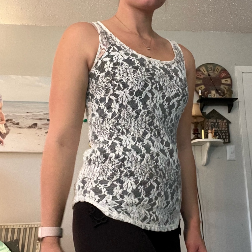 Miss Me lace and sparkle tank